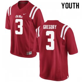 Sale - Red DeMarcus Gregory #3 Ole Miss Rebels Youth Official High School Football Jersey