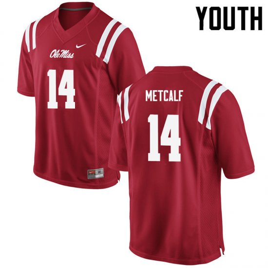 Sale - Red D.K. Metcalf #14 Ole Miss Rebels Youth Alumni University Football Jersey