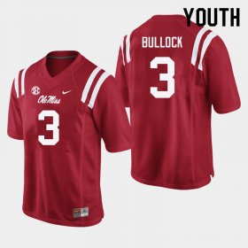 Sale - Red Kentrel Bullock #3 Ole Miss Rebels Youth Embroidery University Football Jersey