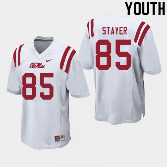 Sale - White Owen Stayer #85 Ole Miss Rebels Youth Embroidery College Football Jersey