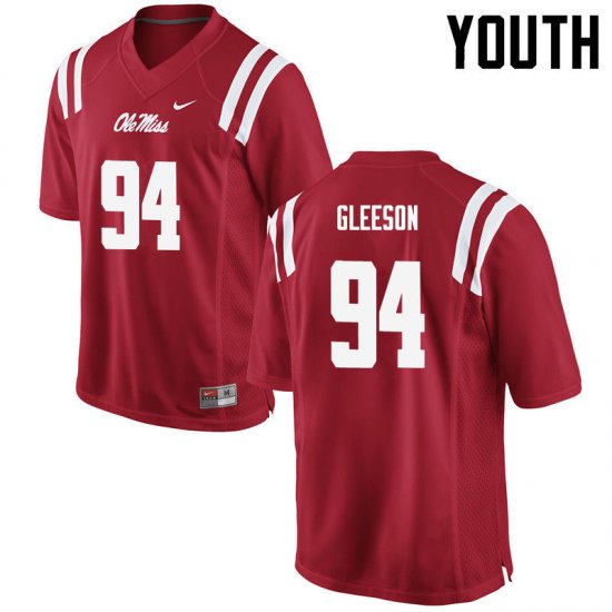 Sale - Red Will Gleeson #94 Ole Miss Rebels Youth Stitched NCAA Football Jersey